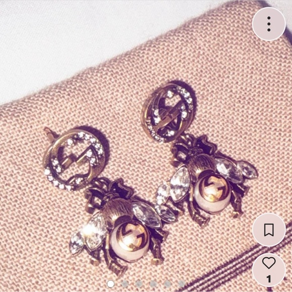 Gucci Gold and Silver Crystal Bee Earrings - Picture 1 of 5